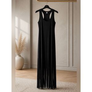 BLACK VENUS SLEEVELESS RACERBACK MACI DRESS WITH BOTTOM FRINGE SIZE XL